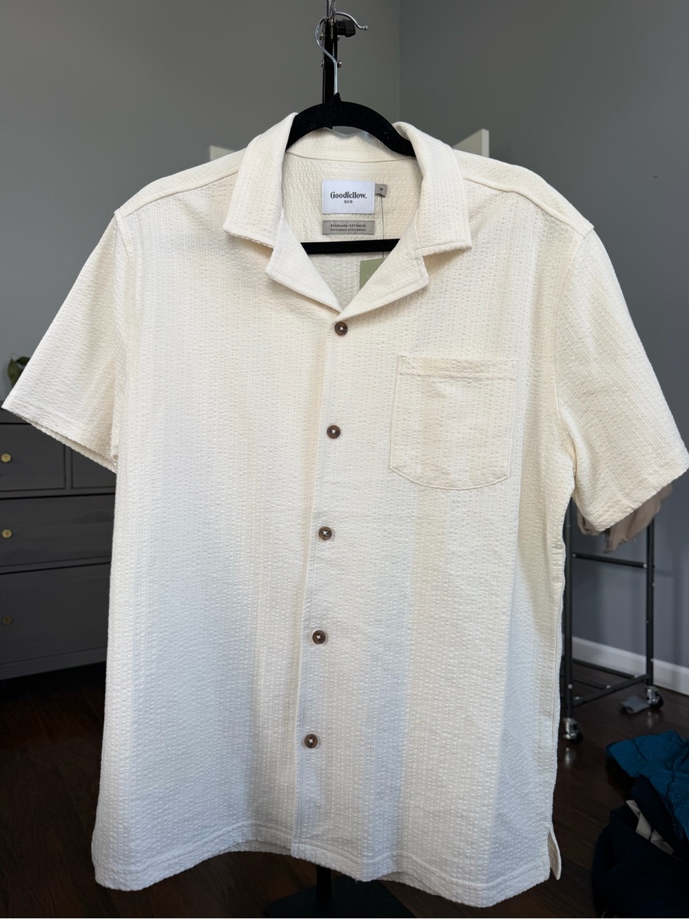 Short-Sleeve Textured Button-Down Shirt